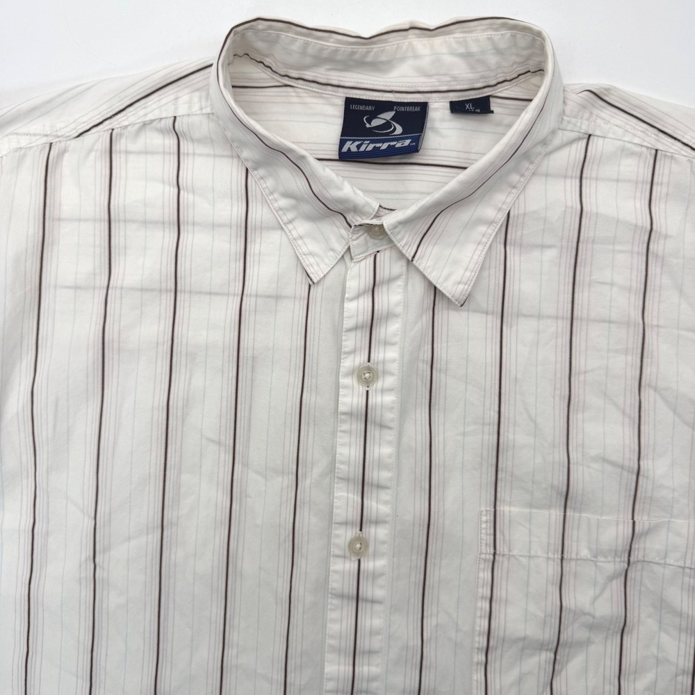 Kirra Button Down Shirt Men XL White Striped Legendary Pointbreak Short Sleeve
